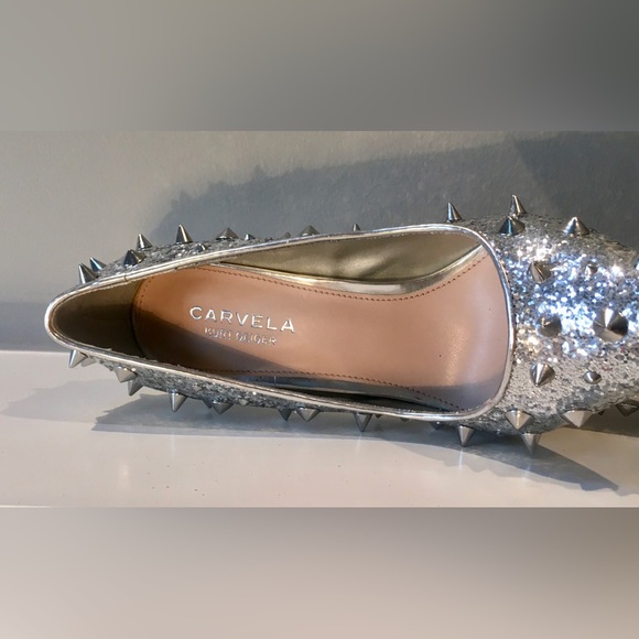 Silver spiked silver pumps. 4 “ heel. Like new. Carvela, size 6. Sexy/Kicka$$ - Picture 6 of 9